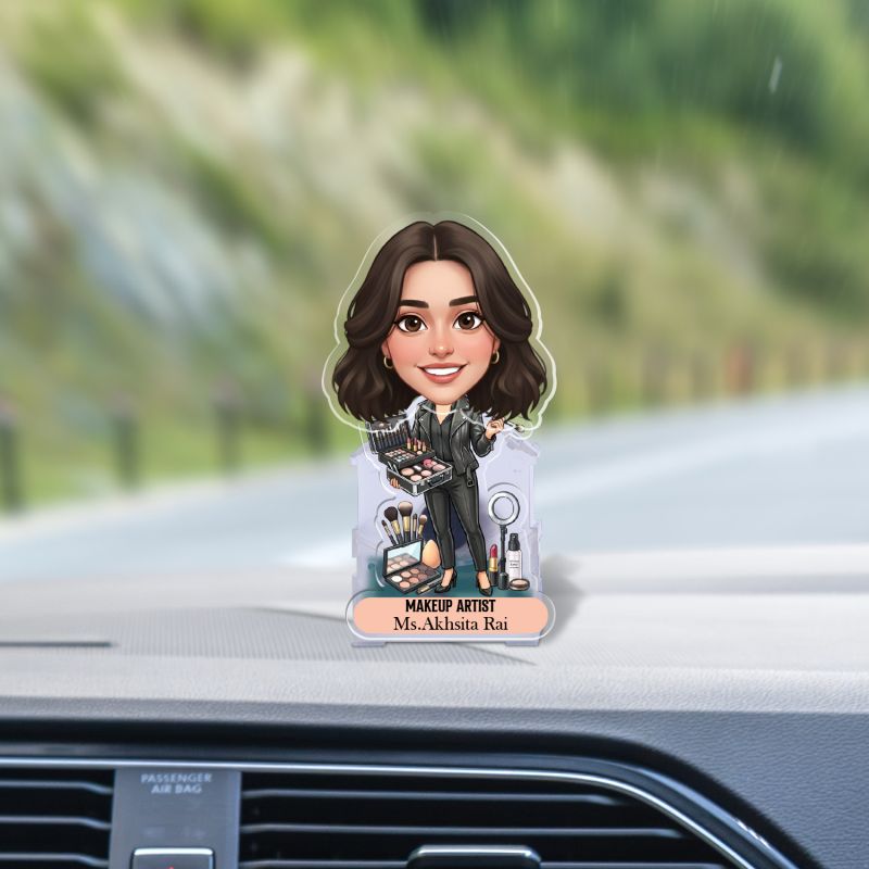 Personalized Makeup Artist Bobblehead Caricature Home & Office Décor for Stylists & Beauty Professionals  Gift for Birthdays or Salon Grand Openings  Battery Powered Moving Head